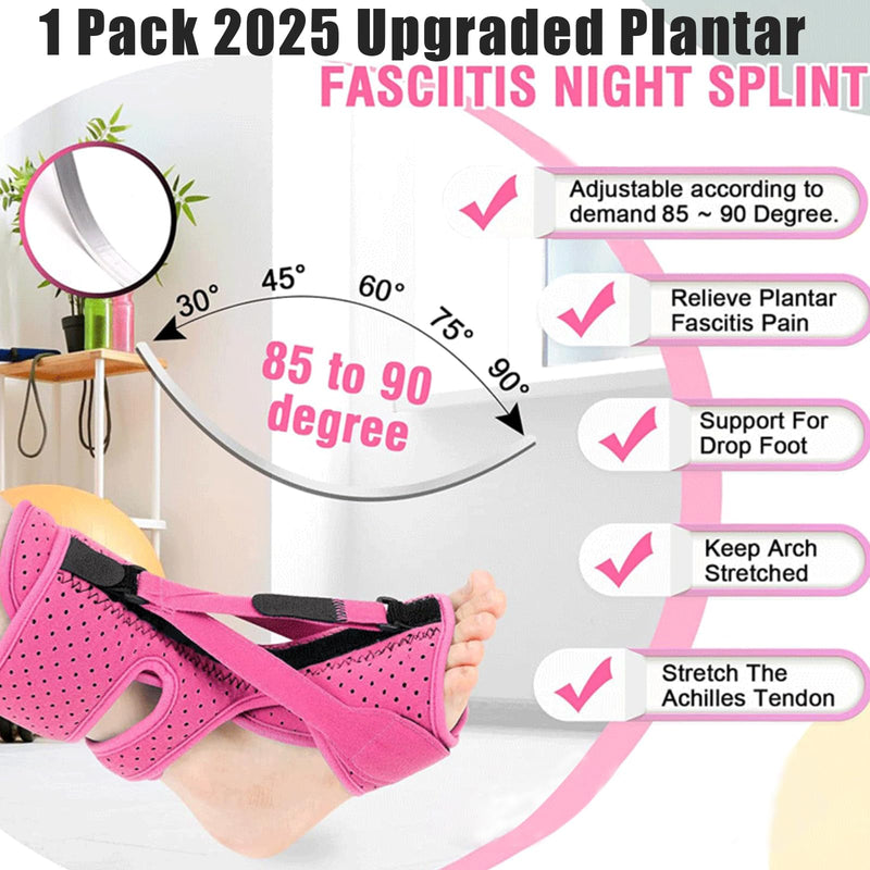 Plantar Fasciitis Night Splint, Night Splint Plantar Fasciitis for Women And Men, Upgrade Adjustable Splint Not Affect Sleep for Achilles Tendinitis Plantar Fasciitis Flat Arch Foot Drop (Pink)