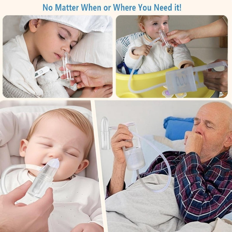 [Australia] - Nasal Aspirator for Baby, Baby Nose Sucker, Booger Sucker with Hand Pump and Non-Invasive Tip to Clear Clogged Passages and Boogers (Translucent White, Standard) Translucent White 