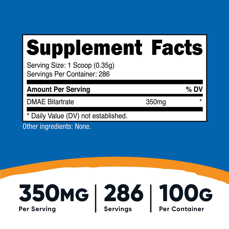 [Australia] - Nutricost Pure DMAE-Bitartrate Powder 100 Grams 286 Servings (Pack of 1) 