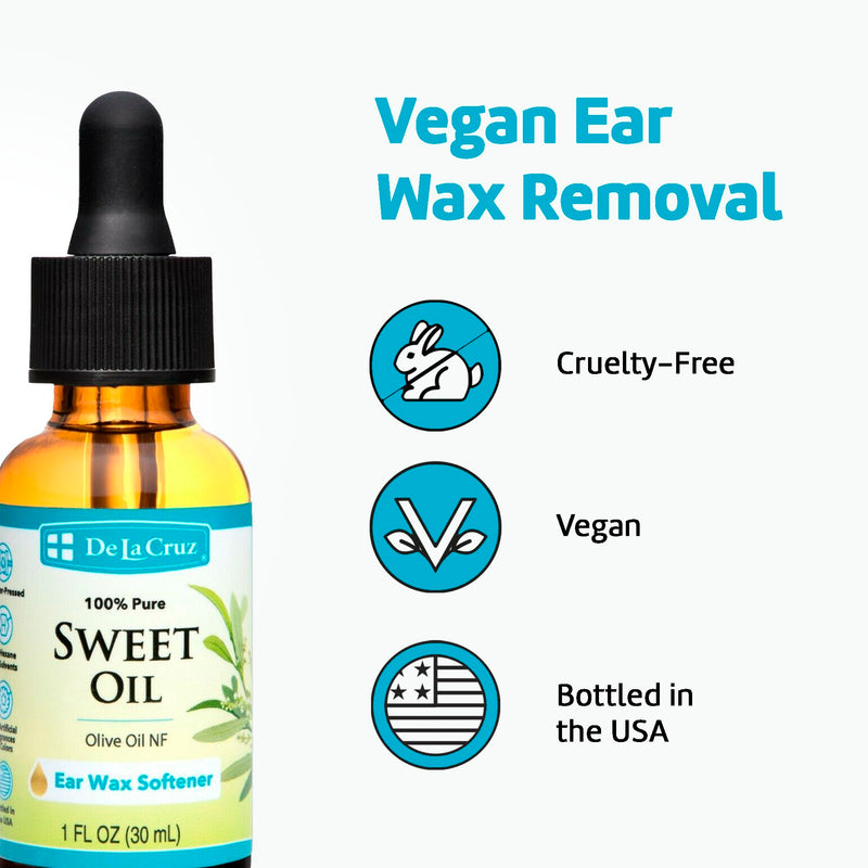 [Australia] - De La Cruz 100% Pure Sweet Oil for Ears with Glass Dropper - All Natural and Gentle Ear Wax Removal - 1 Fl OZ 1 Fl Oz (Pack of 1) 