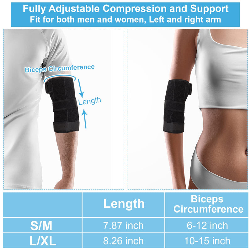 Elbow Splint Tendonitis Elbow Brace, Cubital Tunnel Syndrome Brace with 4 Removable Metal Spring Splints for Sleeping, Elbow Immobilizer for Ulnar Nerve Entrapment， Golfers Elbow (S/M) Elbow Brace S/M