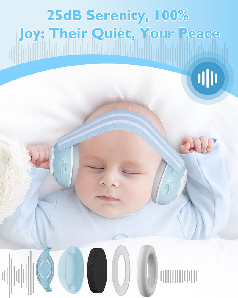 [Australia] - 2 in 1 Baby Ear Muffs, Noise Reduction Earmuffs & Adjustable Headband for Baby, Hearing Protection Headphones Blue 