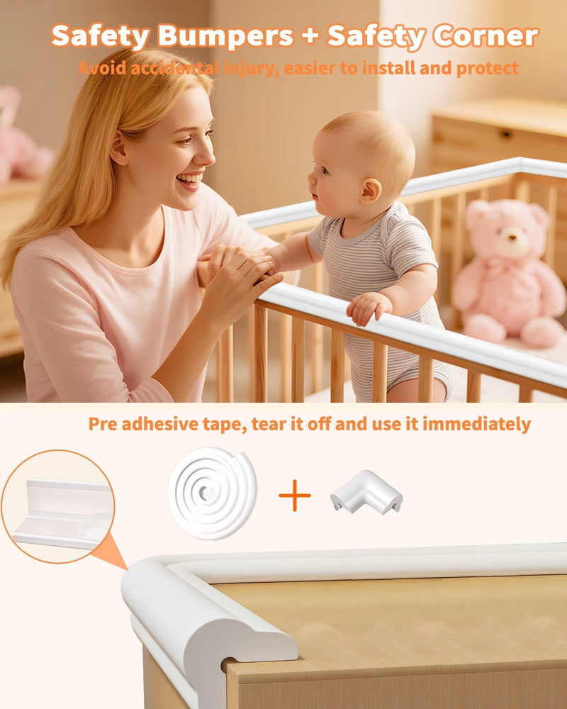[Australia] - Edge Protector for Baby Proofing, 6.6FT 0.67‚Äô‚ÄôTh L-Shape Air Buffering Soft NBR Rubber Foam Furniture Edge Bumper Guards with 6 Corners, Pre-Taped, Thick Table Bumper Guard for Babies (White-gray) White-gray 0.67''Th (6.56FT) 
