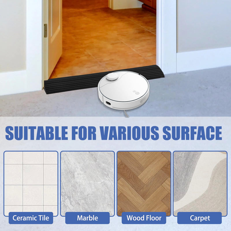 [Australia] - Threshold Ramps for Doorways, 0.4" Rise Rubber Door Threshold Ramp Self-Adhesive Ramps, is Adjustable and Cuttable for Sweeper Wheelchair Stroller Scooter Reducer Ramp (Black, 2/5"height - 3.3Ft Long) Black 