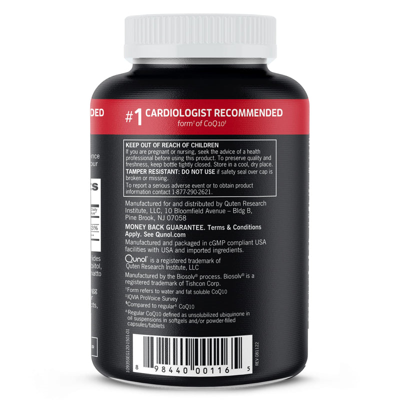 [Australia] - Qunol Ultra CoQ10 100mg Softgels- 3x Better Absorption, Antioxidant for Heart Health & Energy Production, Coenzyme Q10 Vitamins and Supplements, 8 Month Supply, 120 Count (Pack of 2) 