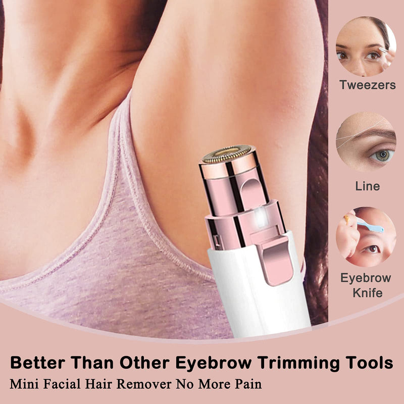 [Australia] - Facial Hair Remover for Women, Eyebrow Trimmer Nose Hair Razor 2-in-1, Mini Bikini Razor Precise Shaper, Portable Rechargeable Epilator for Lips, Body, Cheeks, Chin, Arms, Legs, Peach Fuzz (White) White 