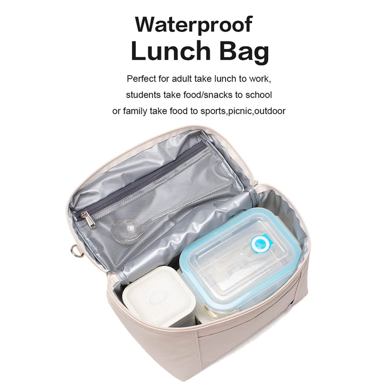 [Australia] - NOL Natural Organic Lifestyle Insulated Lunch Bags for Women Cooler Bag Lightweight Nylon Waterproof Lunch Box For Work（Medium, Cream Medium(normal) 