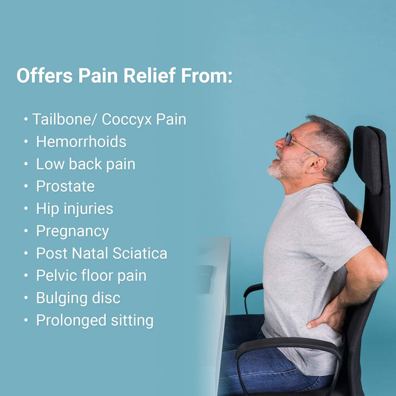 [Australia] - Donut Pillow Hemorrhoid Seat Cushion - Orthopedic Memory Foam – Contoured Luxury Comfort, Pain Relief and Supports Prostate, Pregnancy, Post Natal Sciatica Coccyx, Surgery & Tailbone Pressure Dr Flink 