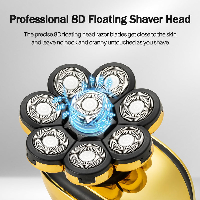 [Australia] - Head Shavers for Bald Men Multifunctional Electric Razor Rechargeable 8D Rotary Shaver Mens Balding Grooming Kit with Nose & Ear Trimmer 