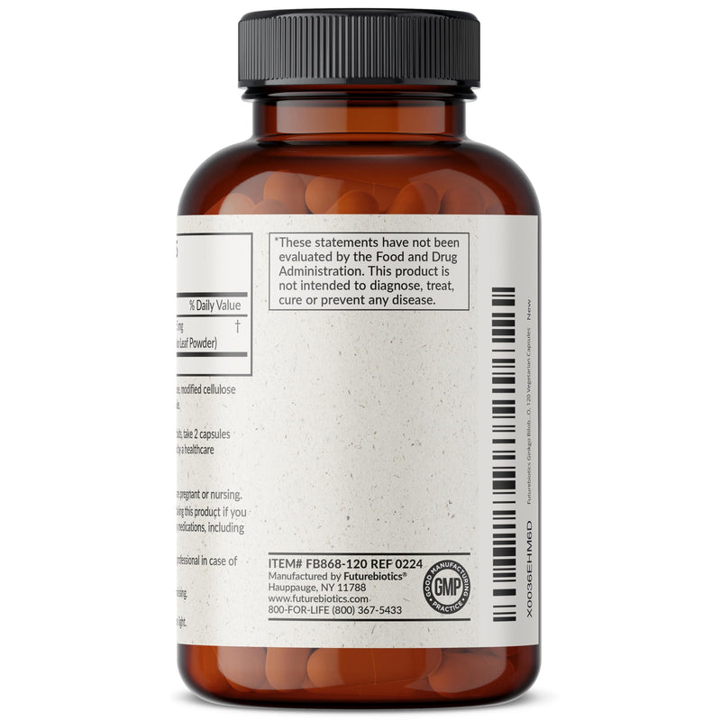 [Australia] - Futurebiotics Ginkgo Biloba 500mg Extra Strength - Non-GMO, 120 Vegetarian Capsules 120 Count (Pack of 1) 