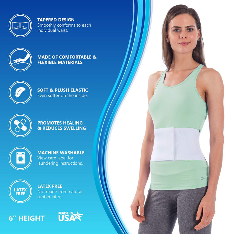 NYOrtho Tapered Abdominal Binder - Firm Compression Wrap - Breathable Stomach Support Post Injury or Surgery - with Contoured Body-Specific Design - 42-48 Inch - Made in USA 6 Inch High