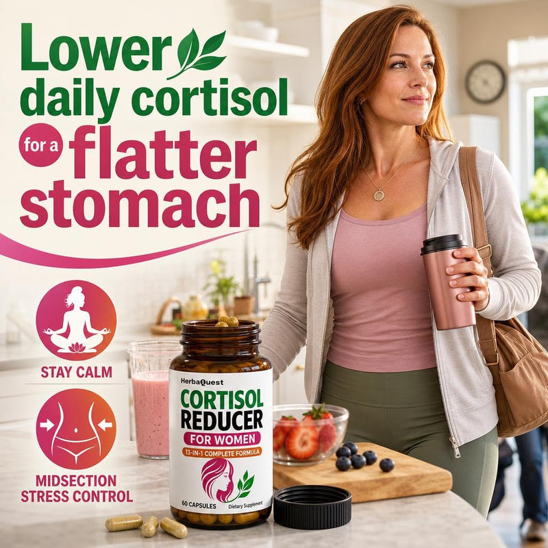Cortisol Reducer Weight Loss - Stress Supplements for Women | Rhodiola Rosea to Reduce Cortisol, Pills to Lose Weight fast for Women - Made in USA, Non-GMO, 60 Capsules