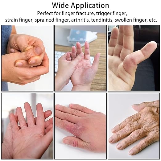 [Australia] - AIEX 4 Pcs Finger Splints, Finger Straightener with Air Holes, Finger Support Finger Stabilizer Brace for Strained Sprained Fingers Arthritis or Tendinitis (Black) 