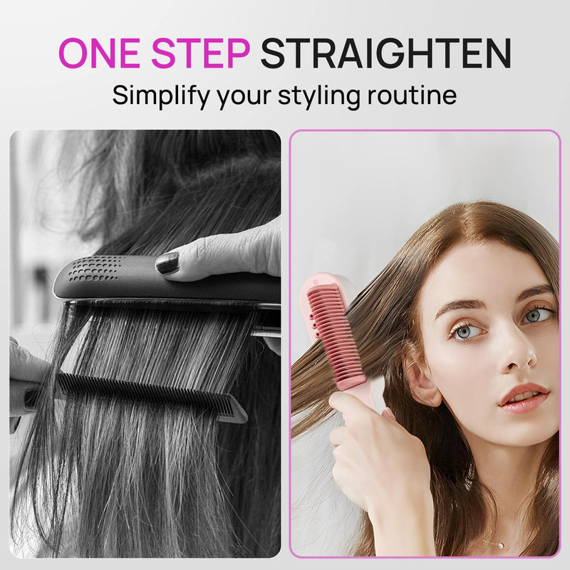 [Australia] - Aniekin 3 in 1 Steam Hair Straightener Brush, 4 Temp Settings & Steam Reduces Damage, Nourishes Hair, and Expedites Straightening, Dual Voltage, Professional Styling Tools 