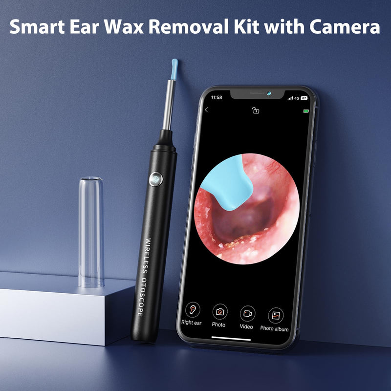 [Australia] - Earwax Remover Otoscope Hopefox 1080P WiFi Ear Cleaner, 360° Wide Angle Otoscope Camera for Adults, Children and Pets with Dust Cover Gray 