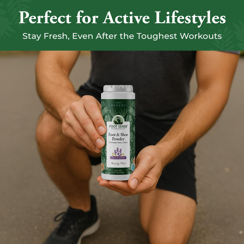 FOOT SENSE All Natural Foot & Shoe Powder, Foot Odor Eliminator for Long-Lasting Odor Control Lasts up to 6 Months, Deodorizes, Safe for Men, Women, Kids, Athletes, 100g 3.5 Ounce (Pack of 1)