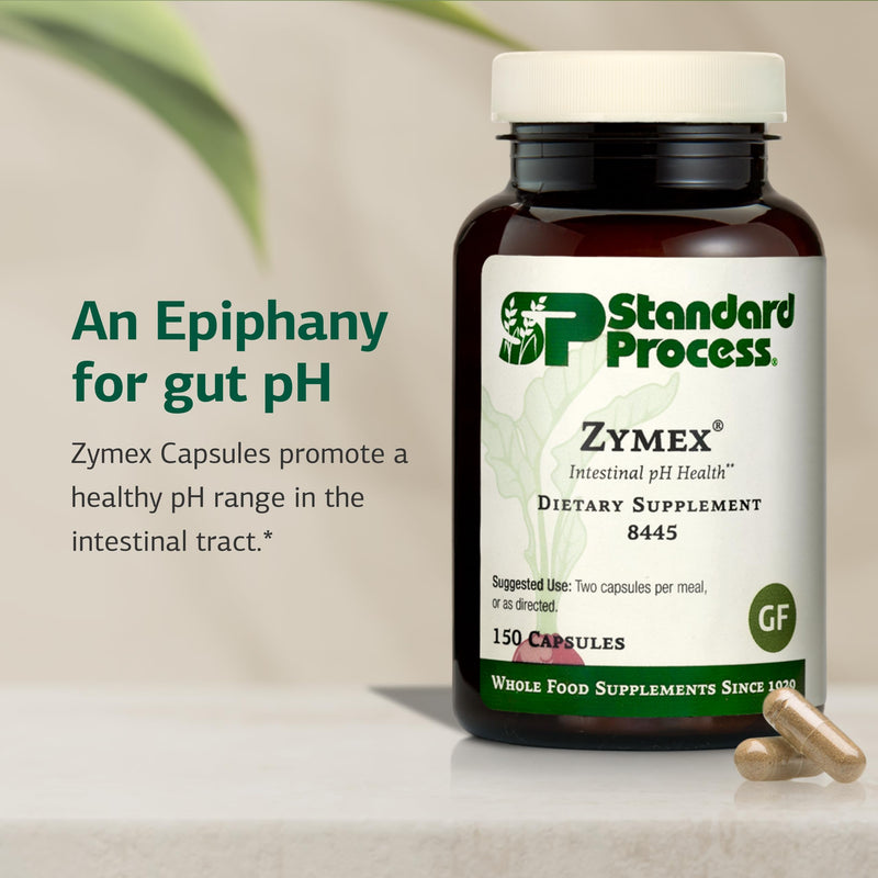 Standard Process Zymex, Digestive & Gut Health Support, 150 Capsules | Digestive Health Support, Supports Intestinal Health and Balanced pH, Gut Health Supplement with Rice Bran