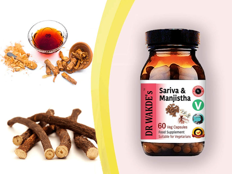 DR WAKDE'S Sariva & Manjistha Capsules (60 Veg Caps, Detoxifying Herbs, Supports Healthy Skin, Ayurvedic Supplement, Vegan, Herbal, All Natural, Made in UK)