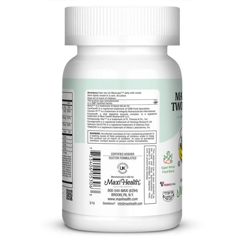 Maxi Health® Daily Multivitamin for Men & Women (60 Capsules) | Kosher | Multivitamin for Women & Men | Essential Vitamins & Minerals | Gluten-Free · Soy-Free | Non-GMO | Doctor Formulated 60 Count (Pack of 1)