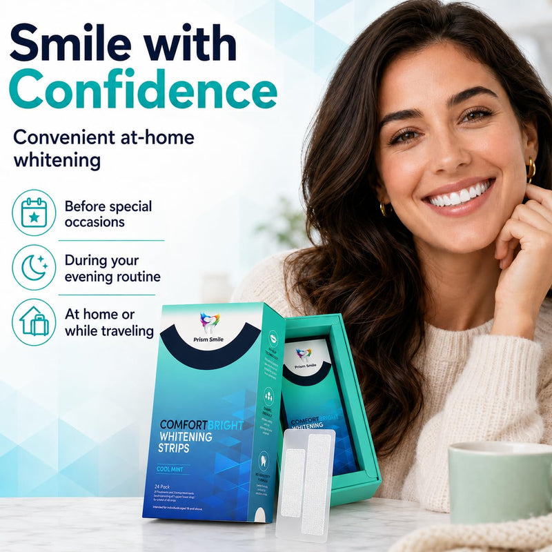 Teeth Whitening Strips, 48 Strips for 24 Treatments, 6% Hydrogen Peroxide Formula, Non-Slip Fit, Cool Mint Flavor, Helps Remove Surface Stains from Coffee, Tea, Wine and Tobacco