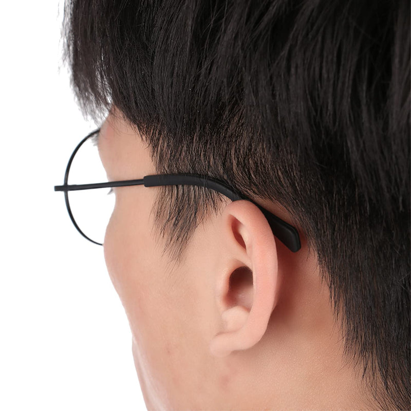 [Australia] - 5 Pairs Anti-Slip Silicone Eyeglass End Tips Ear Sock Pieces Tube Eyewear Comfort Replacement Tips for Flat Thin Metal Eyeglass Legs Black 