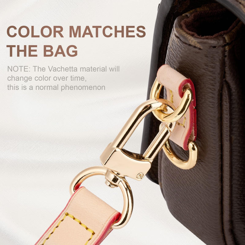 SENTEN Vachetta Leather Replacement Strap for Louis Vuitton Strap, Purses and Handbag Leather Shoulder Extender Straps for Multi Pochette Accessories Length: 39.3-47.2in/Width: 0.71in