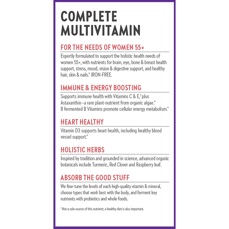 New Chapter Every Woman's One Daily 55+ - Multivitamin for Women - Supports Immune, Bone & Vision Health* - Gentle on the Stomach - Non-GMO, Gluten Free, Dairy Free, Vegetarian & Kosher - 72 Tablets 72 Count (Pack of 1)