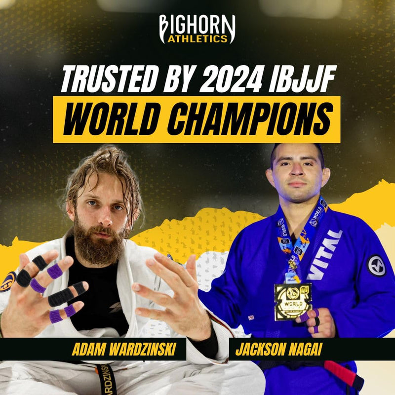 Bighorn Athletics Jiu Jitsu Finger Tape, 0.3-Inch x 45-feet, 8-Rolls | Residue-Free, Zinc Oxide Adhesive | Athletic Sports Tape for BJJ, Wrestling, Climbing, Volleyball, Hands & Toes | Black & Purple