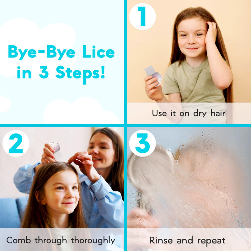 [Australia] - Adamson Lice Comb Duo - Stainless Steel Lice Comb for Kids x 2 - Effective Against Nits - For Thick Hair - Durable and Easy to Clean - Pink & Purple Set 