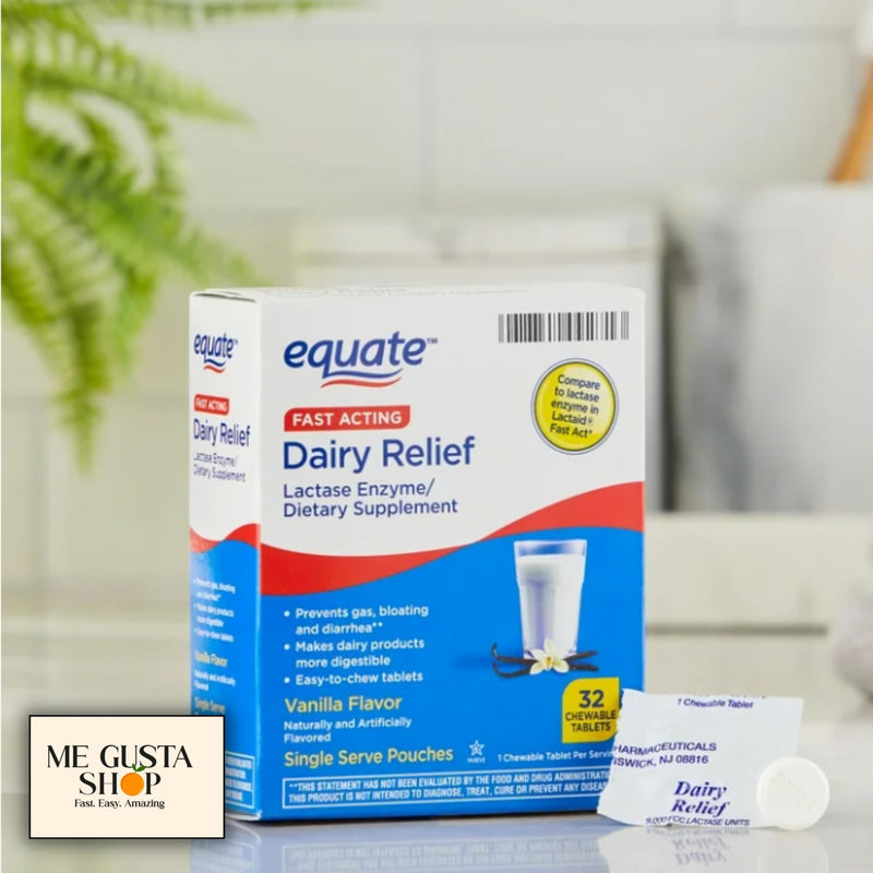 [Australia] - Equate Fast Acting Dairy Relief Lactase Enzyme Dietary Supplement Vanilla Flavor chewables Tablets 32 Count Includes Pill Organizer 