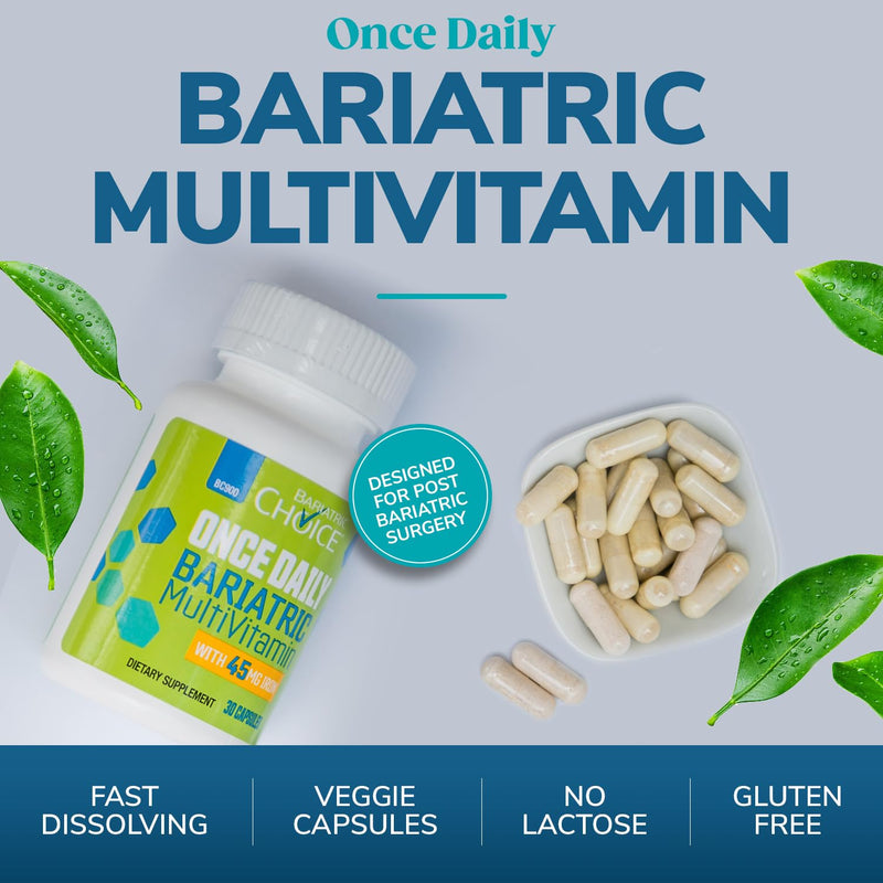 [Australia] - Bariatric Choice Once-Daily Bariatric Multivitamin with 45 mg of Iron | Easy to Swallow Capsule | Vitamin for Bariatric Surgery Patients | 90 Count (3-Month Supply) 1 Count (Pack of 90) 