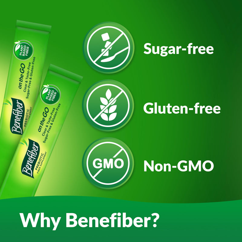 [Australia] - Benefiber On the Go Prebiotic Fiber Supplement Powder for Digestive Health, Daily Fiber, Unflavored - 28 Sticks (3.92 Ounces) 56 Servings (Pack of 1) 