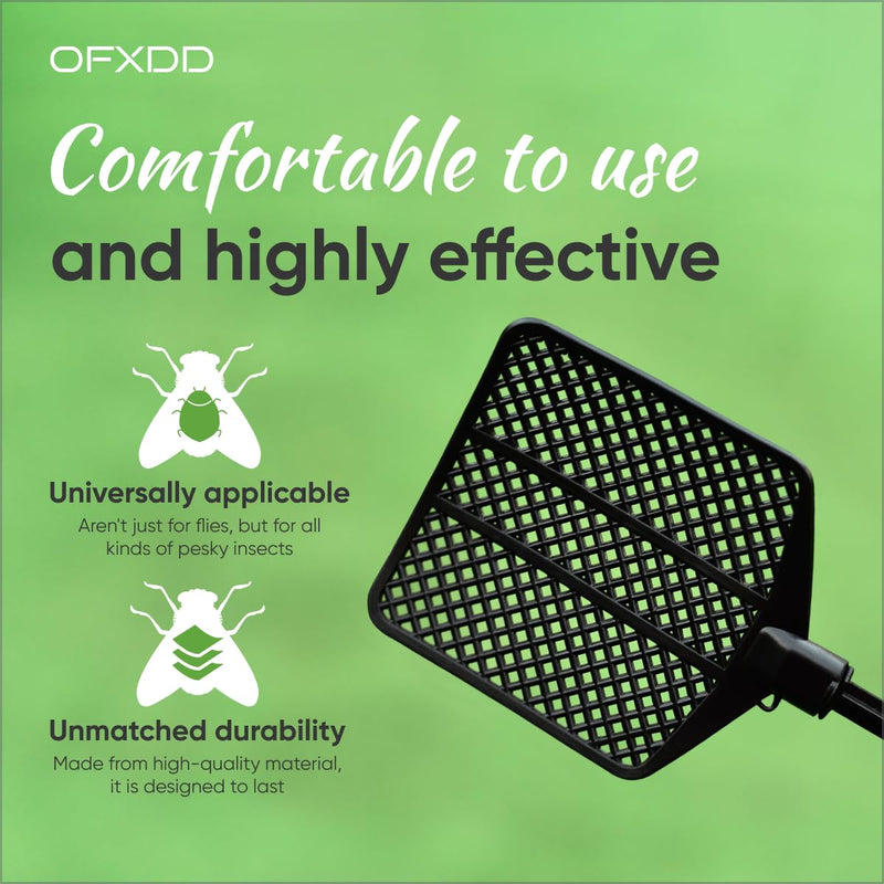 [Australia] - Rubber Fly Swatter, Long Fly Swatter Pack, Fly Swatter Heavy Duty, All Black Colors (3 Pack) 