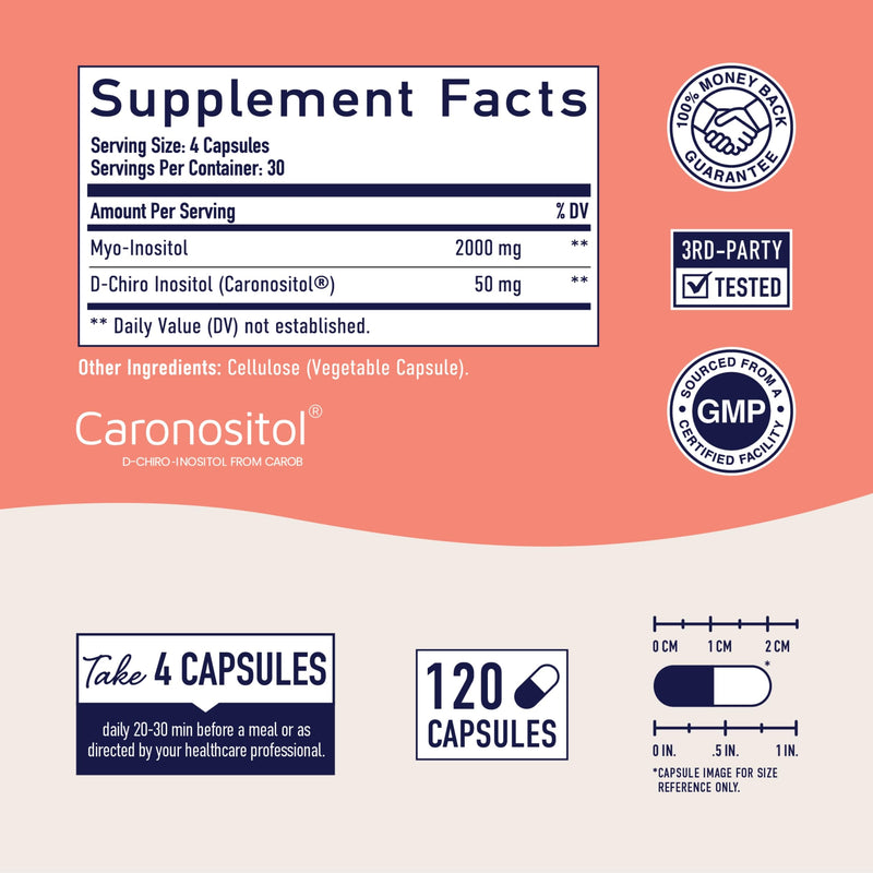 [Australia] - Myo-Inositol & D-Chiro Inositol for Hormone Balance for Women | Ideal 40:1 Ratio | Menstrual Cycle & Ovarian Health Support Supplement | Non-GMO 120ct Myo-Inositol & D-Chiro Inositol Capsules 