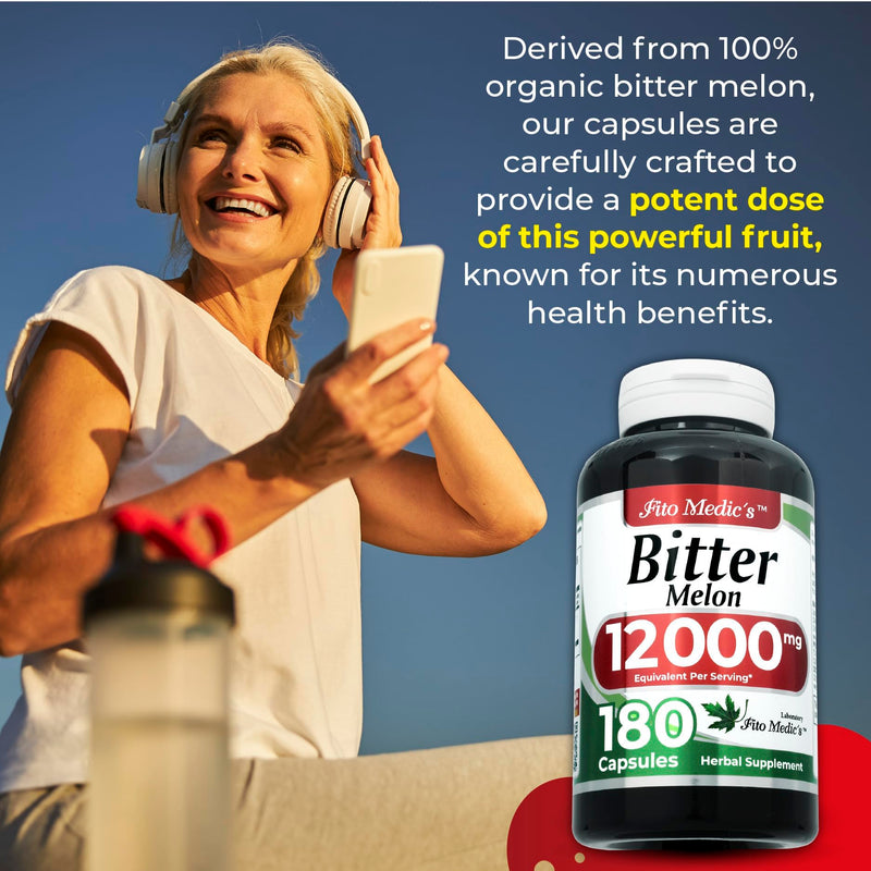 [Australia] - FITO MEDIC'S Lab | Bitter Melon Extract 600 mg (20:1 Concentrate) per 3-Capsule Serving | Derived from 12,000 mg Whole Fruit | 180 Count 