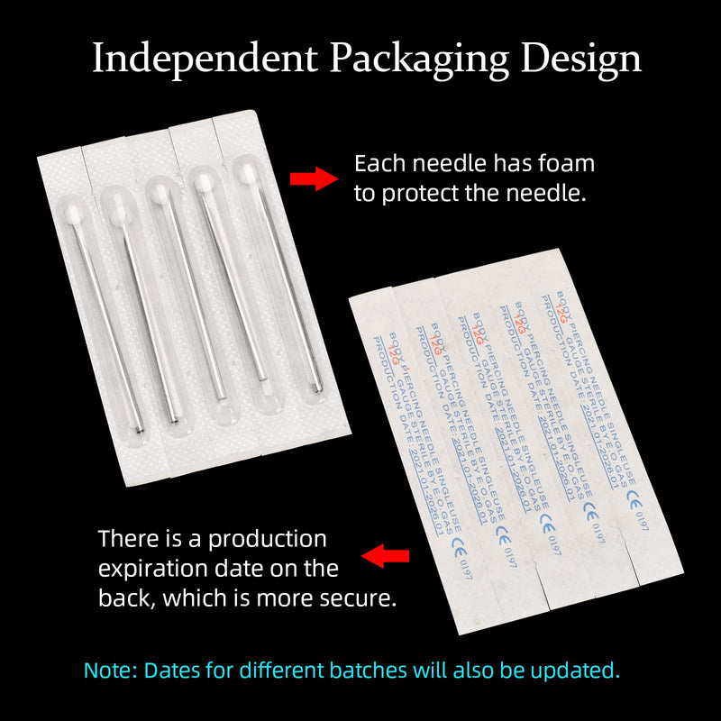 [Australia] - Body Piercing Needles, ATOMUS 10pcs 16G Stainless Steel Sterile Disposable Ear Nose Navel Nipple Lip Piercing Needles 
