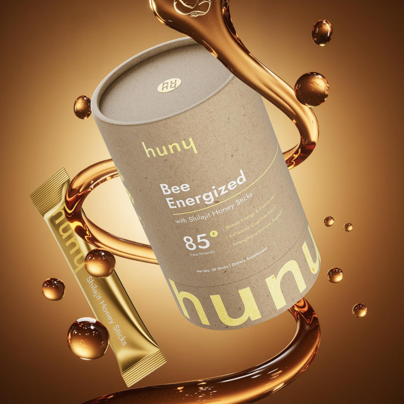 [Australia] - HUNY Bee Energized with Shilajit Honey Sticks | 85+ Trace Minerals for Clean Energy, Focus & Immune Support | Pure Himalayan Shilajit for Men & Women | 30 Count (Pack of 1) 