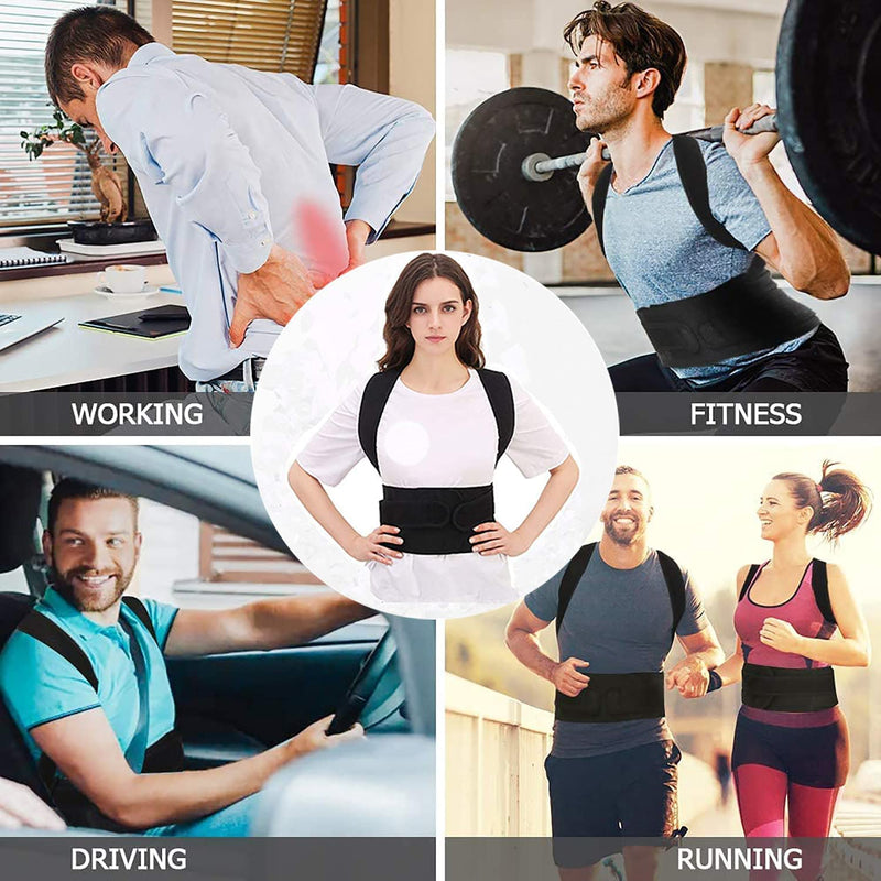 Back Brace Posture Corrector, Adjustable Posture Back Brace Support Shoulder Straightener Trainer Waist Belt Upper and Lower Back Pain Relief for Men Women Body Correction(4X-Large/50-54)