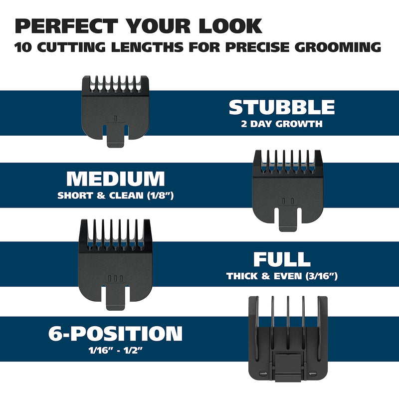 [Australia] - Wahl Groomsman Corded or Cordless Beard Trimmer for Men - Rechargeable Grooming Kit for Facial Hair - Beard Trimmer & Groomer - Model 9918-6171V Silver/Black 