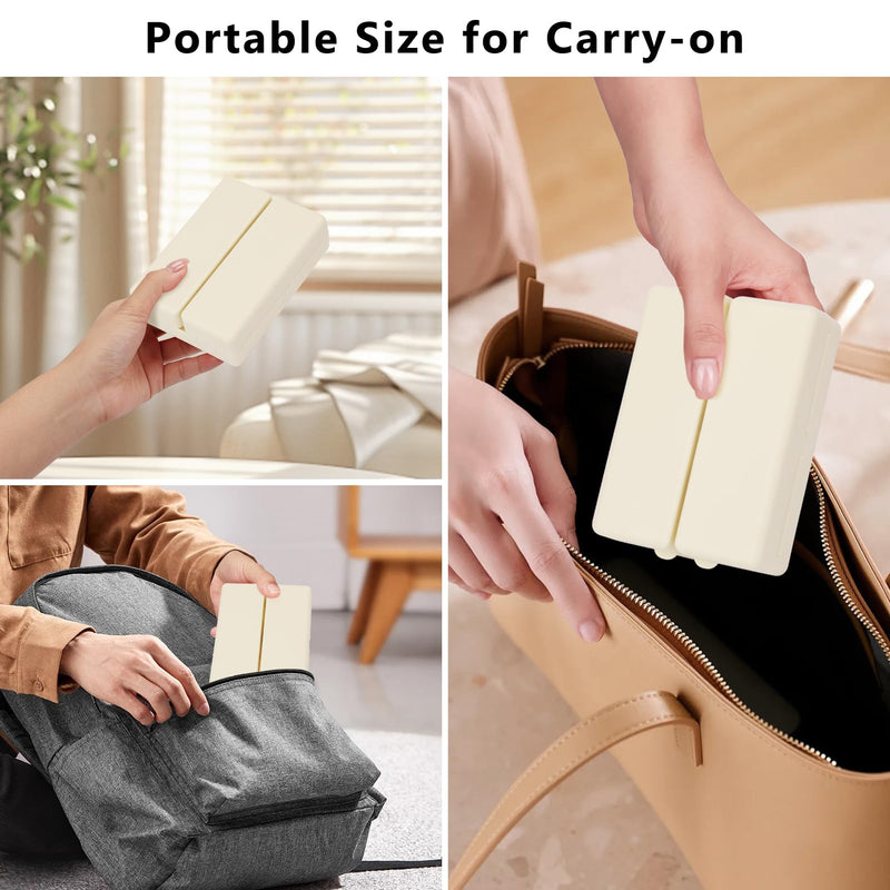 FYY Travel Pill Organizer, Pill Box Medicine Case-2pcs Beige | Easy to Use, Privacy Protection,Magnetic Foldable Pill Case for Purse or Pocket to Hold Vitamins,Supplements,Medication,2 Pcs Large (1 Piece), Small (1 Piece)
