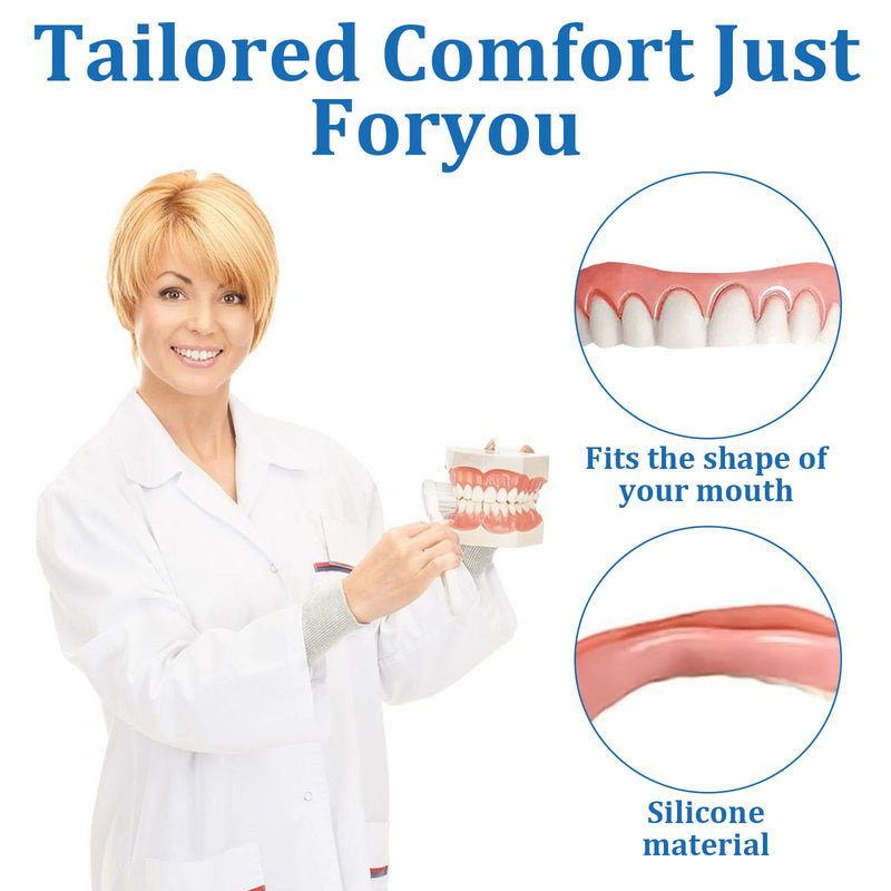 [Australia] - 1 set of silicone reline denture set, dentures prosthesis complete, silicone reline denture set, denture silicone reline kit with denture toothbrush, safe material, natural and comfortable to wear 