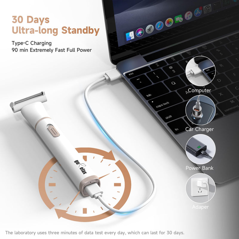 [Australia] - Gurelax Electric Body Hair Trimmer - Groin Trimmer for Men - Bikini Trimmer Women - 5-in-1 Lady Shaver Groomer, IPX7 Waterproof Razor Heads&USB Recharge with Travel Bag 