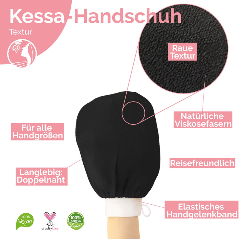 [Australia] - Fatima's Garden Exfoliating Kessa Glove - Natural Spa Scrubber, Black (1 Glove) 1 
