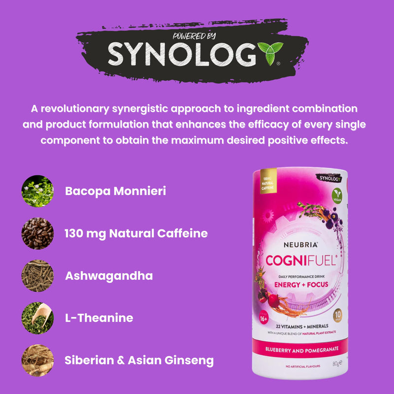 NEUBRIA Cognifuel - 10 Hydration Sachets with Electrolytes, Caffeine, L-Theanine, Choline, L-Tyrosine & Vitamins - Daily Nootropic Drink for Gym & Workout, Cognition, Focus | Blueberry & Pomegranate 10 SACHETS BLUEBERRY