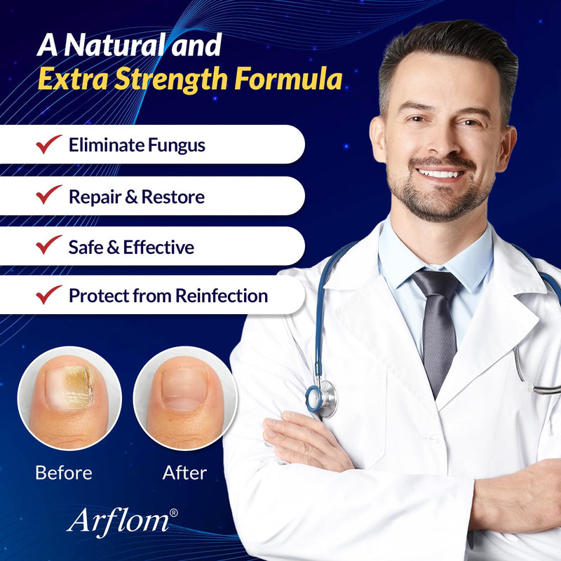 Toenail Fungus Treatment Extra Strength : 25% Undecylenic Acid Toe and Finger Nail Fungus Remover - Fast Acting Fungal Nail Revitalizer with Tea Tree Oil by Arflom 2pcs