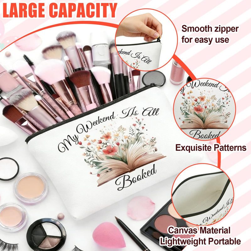 50 Pcs Book Club Gifts Book Lovers Makeup Bag Gifts for Women Cosmetic Bag with Zipper Pouch for Teen Adult Women Lovers Librarian Bookish Club Gifts Bulk 50 Pcs Books