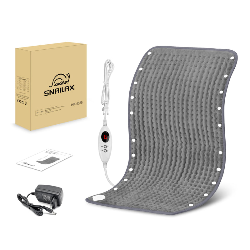 [Australia] - Snailax large heating pad for back, neck, shoulder, stomach, feet 84 x 43cm, electric heat pad with automatic switch-off, washable heat pad to relieve back pain, foot warmer gray 