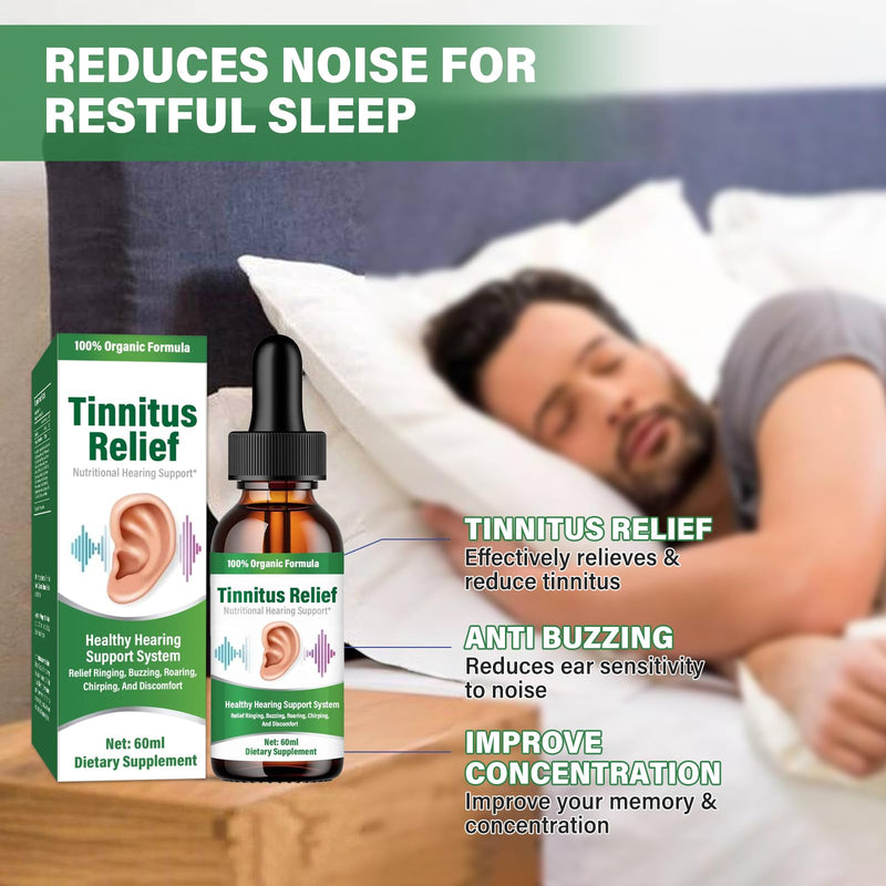 Tinnitus Relief for Ringing Ears, Natural Ingredients Ear Tinnitus Relief, 60ml