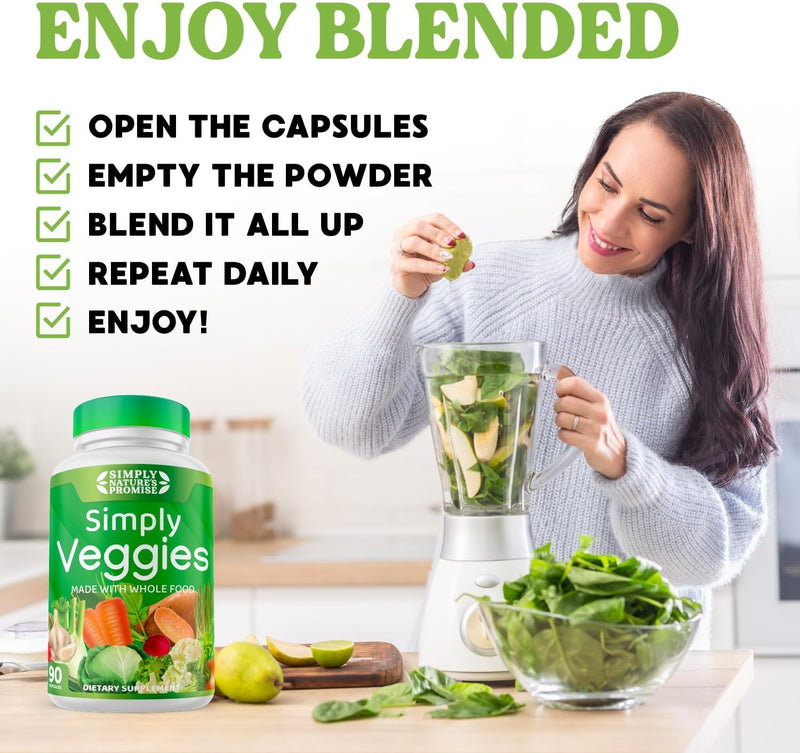 [Australia] - Simply Nature's Promise - 90 Veggie Capsules- 2 Month Supply - Made with Whole Food Superfoods, Packed with Beta Carotene & 18 Different Vegetables - 100% Soy Free 