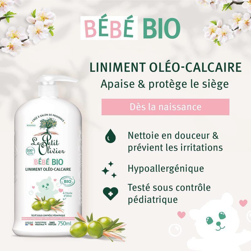 [Australia] - LE PETIT OLIVIER - Oil-lime liniment - Organic baby - from birth - gently cleanses the baby's buttocks - certified organic - 100% natural origin - tested under pediatric oil-lime liniment 